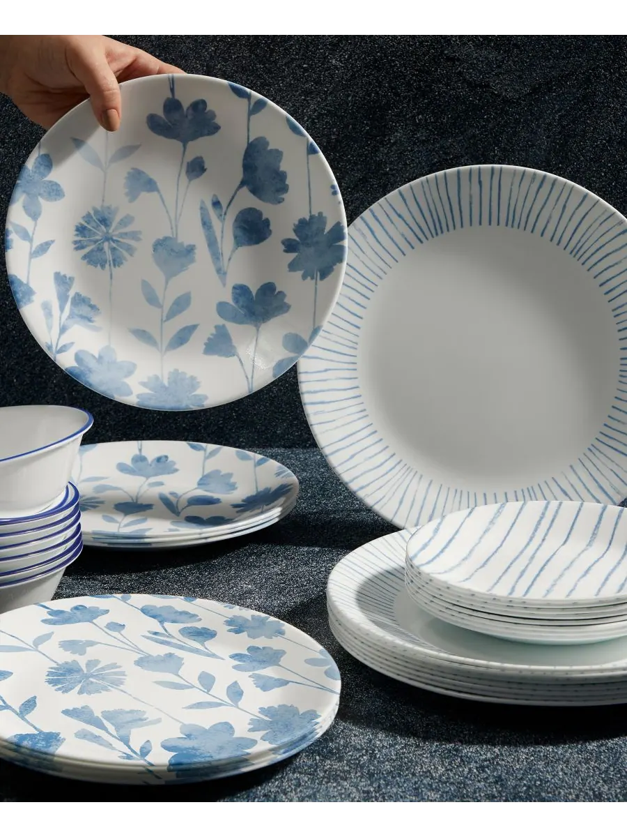 Набор посуды «Ботанические полосы», 32 предмета, на 8 персон Corelle — изображение 3 из 5, белый