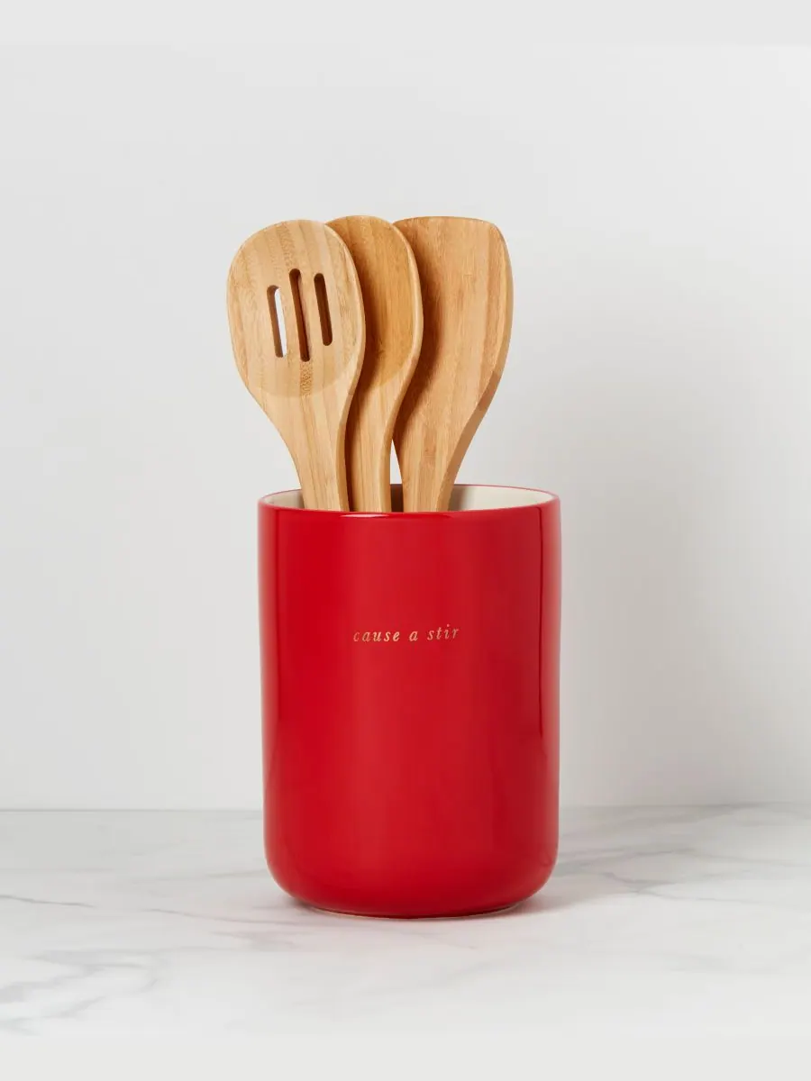 Набор из 4 предметов: подставка для яблок Knock on Wood Apple Crock с сервировочными ложками Kate — изображение 2 из 2