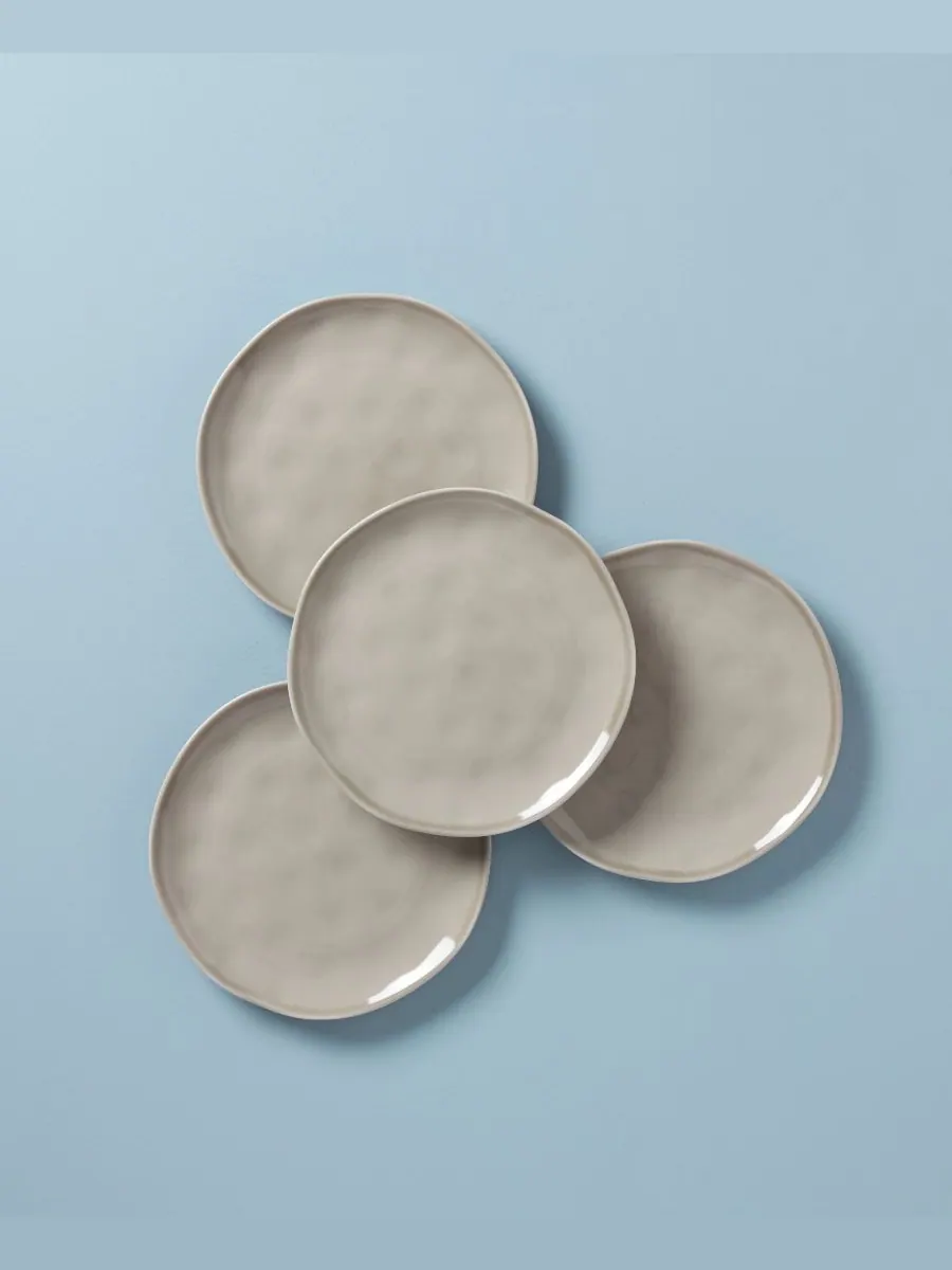 Набор из 4 декоративных тарелок Bay Solid Colors Lenox — изображение 2 из 6, белый серый