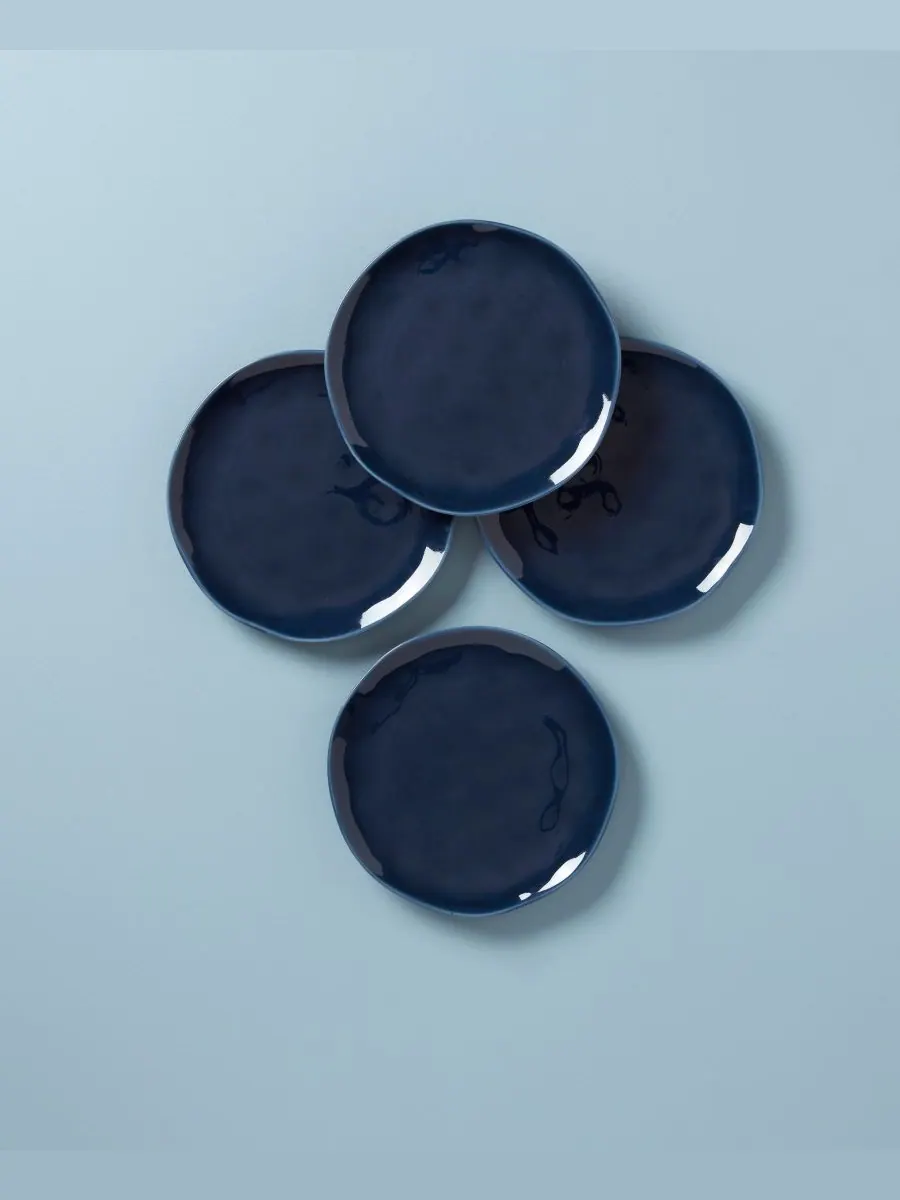 Набор из 4 декоративных тарелок Bay Solid Colors Lenox — изображение 2 из 5, белый синий