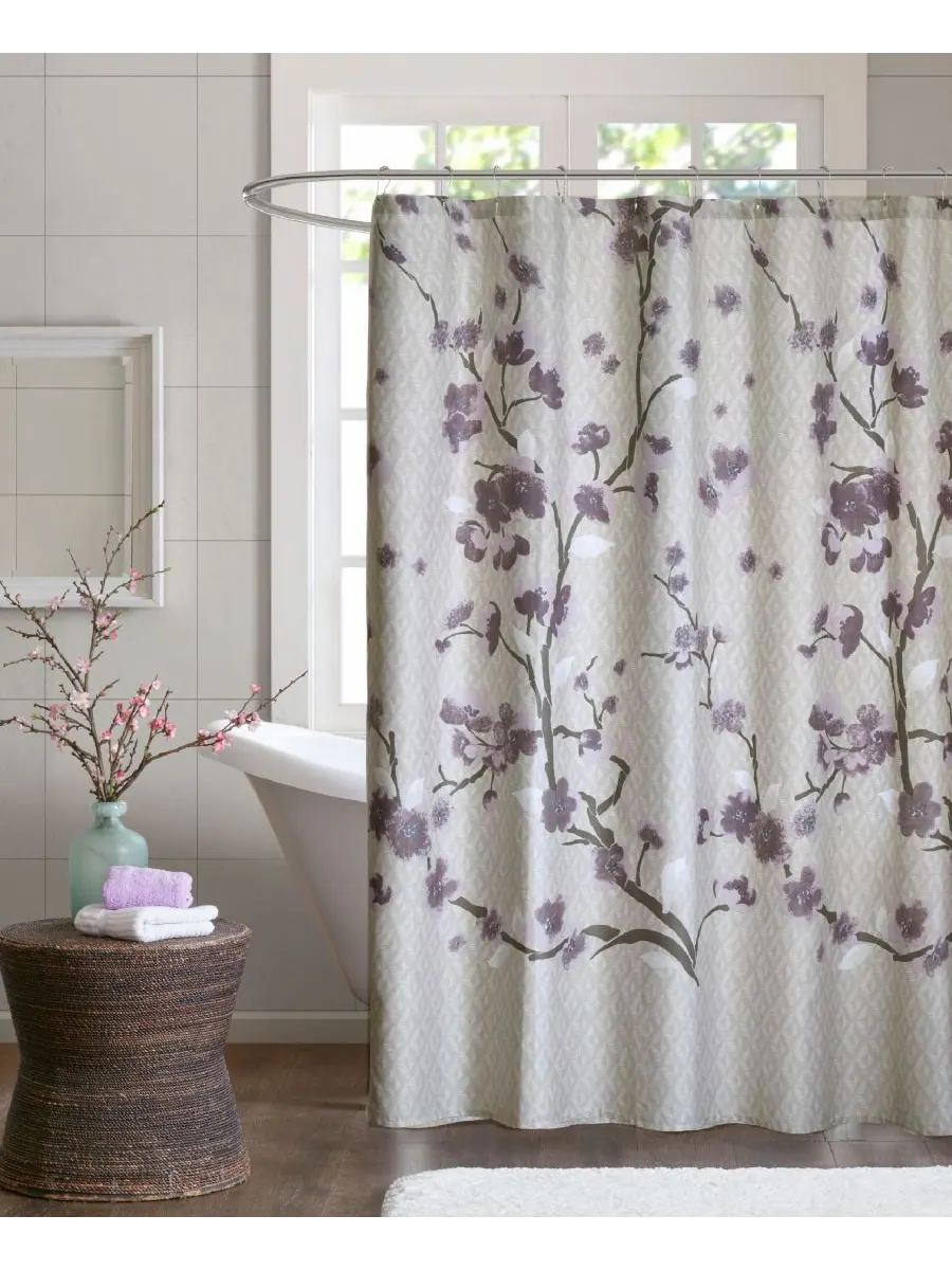 Хлопковая занавеска для душа Holly, 72" x 72" Madison Park — изображение 1 из 4, фиолетовый