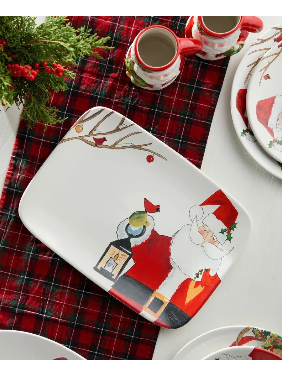 Прямоугольное сервировочное блюдо Santa Delight, 35.6 x 25.4 x 2.9 см, керамическое Certified — изображение 3 из 4, мульти