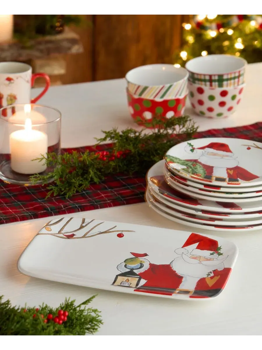 Прямоугольное сервировочное блюдо Santa Delight, 35.6 x 25.4 x 2.9 см, керамическое Certified — изображение 4 из 4, мульти