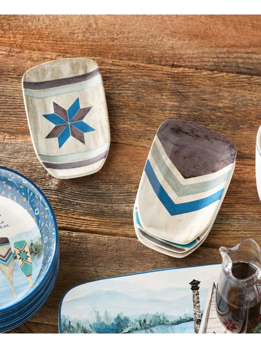 Набор из 4 тарелок для канапе «Прогулка по озеру» с объемным изображением весла, рассчитанный на 4 — изображение 5 из 5