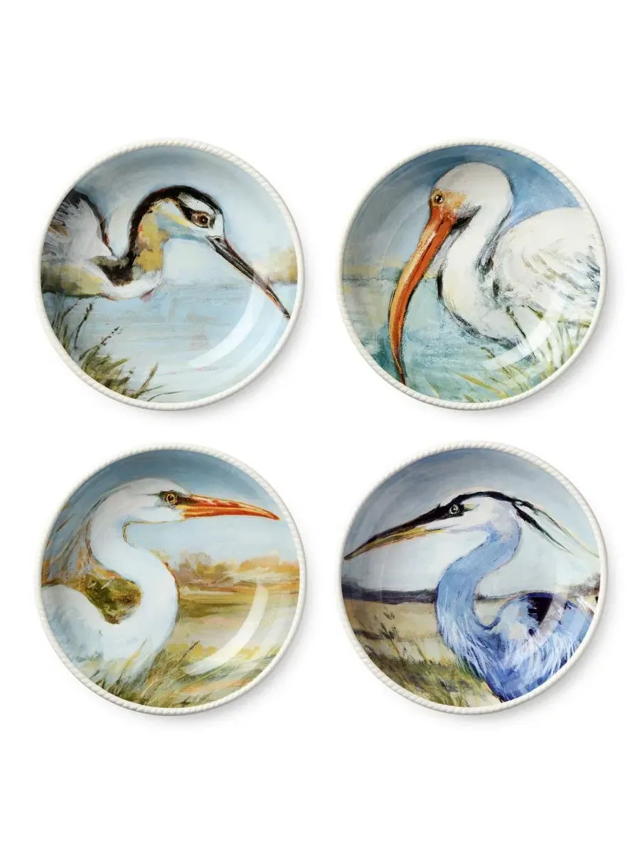Набор суповых тарелок с принтом птиц Coastal Birds Certified International — изображение 1 из 10, мульти