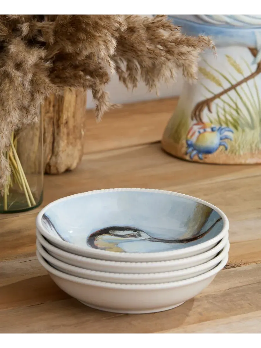 Набор суповых тарелок с принтом птиц Coastal Birds Certified International — изображение 7 из 10, мульти