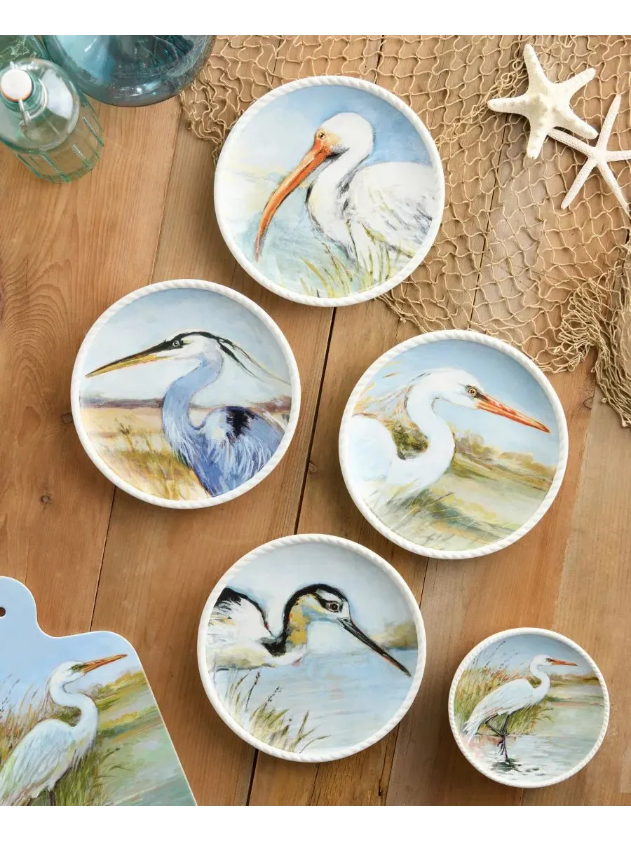 Набор суповых тарелок с принтом птиц Coastal Birds Certified International — изображение 8 из 10, мульти