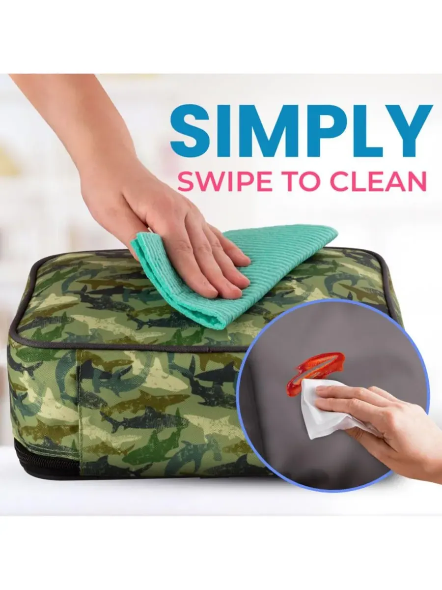 Термосумка для ланча с вместительным отделением и встроенной ручкой Zulay Kitchen, Shark Camouflage — изображение 9 из 10