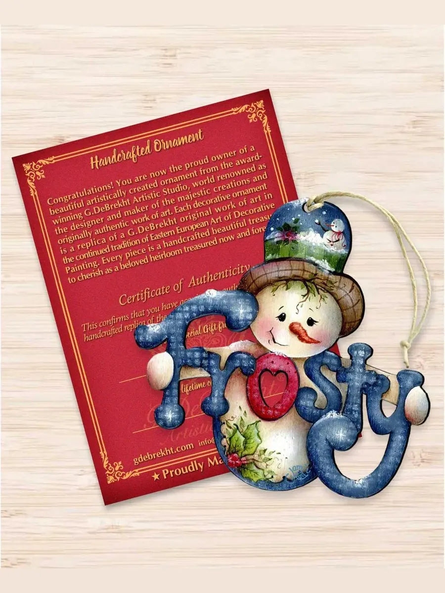 Елочная игрушка из дерева Frosty Wooden Holiday Ornament Designocracy — изображение 2 из 4, мульти
