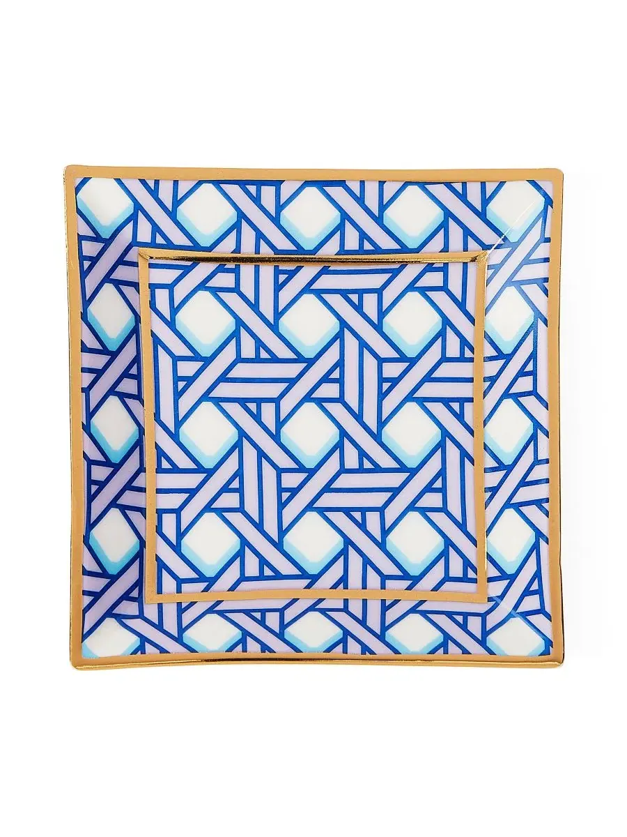 Квадратная тарелка Basketweave Pattern Jonathan Adler — изображение 1 из 3, синий белый фиолетовый
