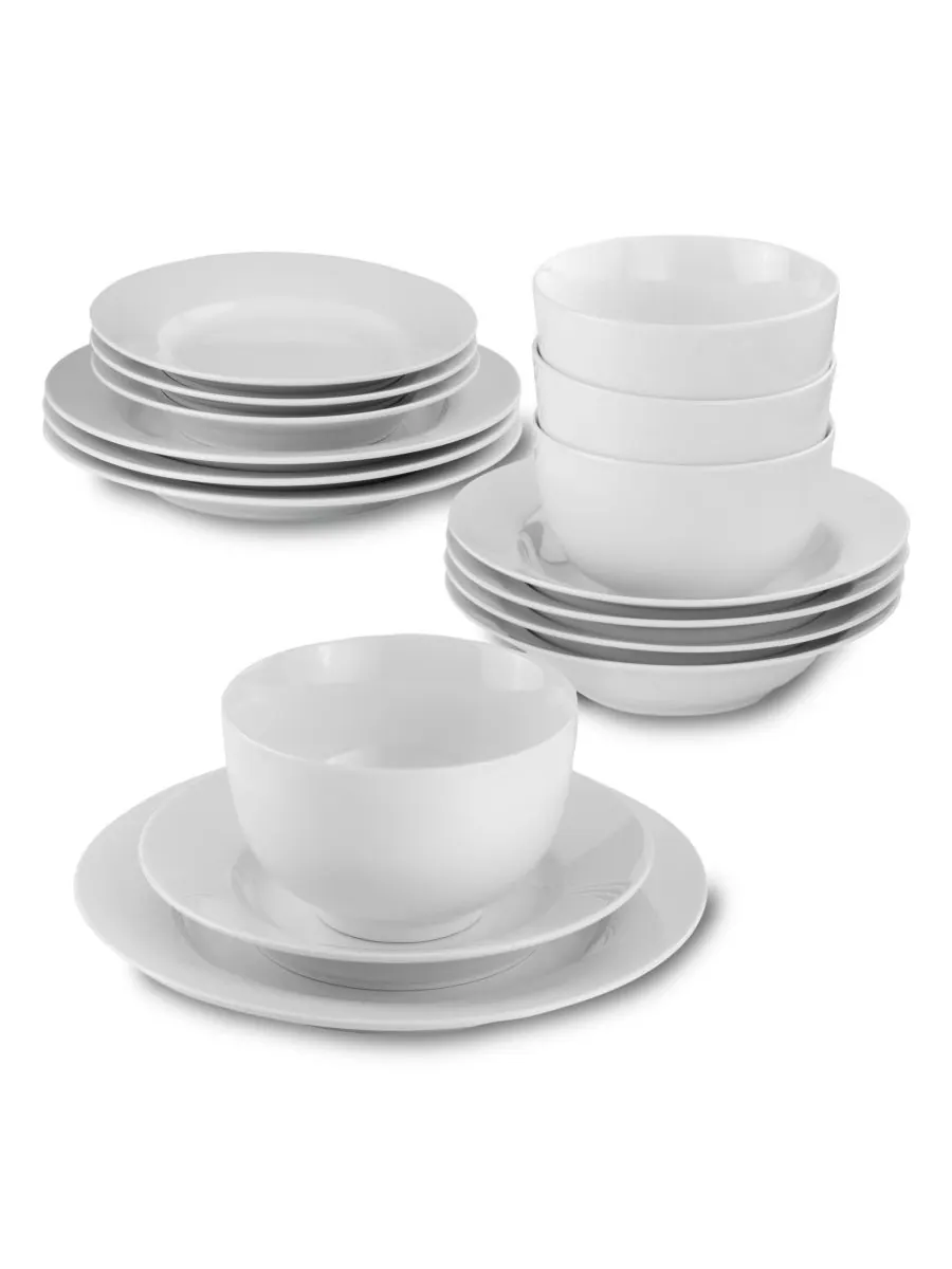 Классический набор посуды Essential Classic Rim, 16 предметов, на 4 персоны Euro Ceramica — изображение 1 из 6, белый