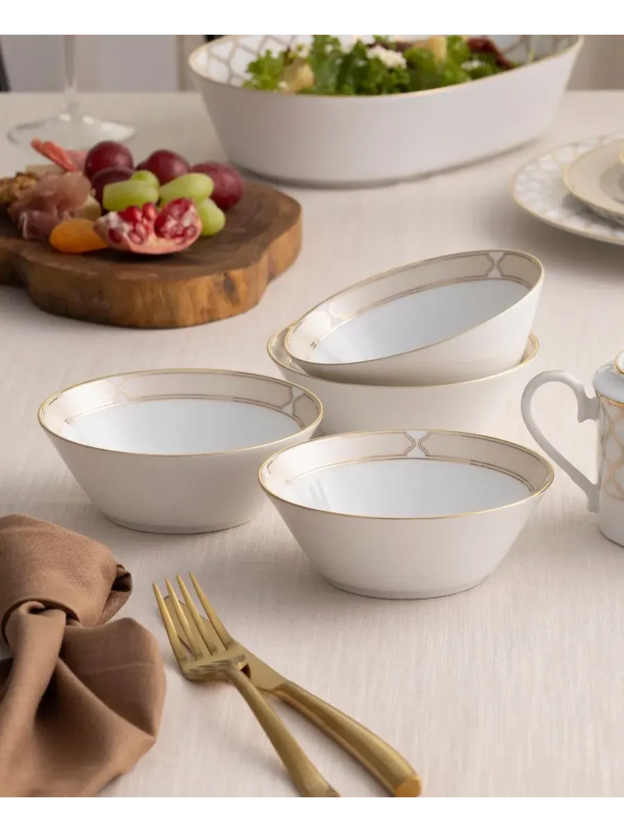 Набор из 4 фруктовых мисок Noritake Eternal Palace Gold 0,2 л — изображение 7 из 10, белый золотистый