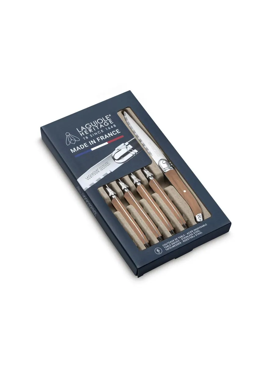 Набор из 6 ножей для стейка из нержавеющей стали Laguiole Heritage — коричневый