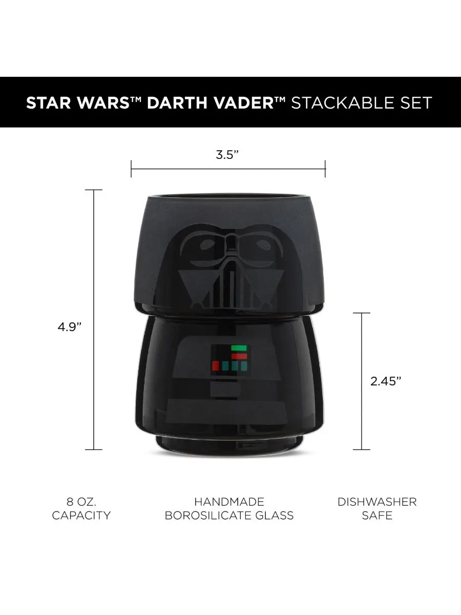 Набор из 8 стаканов Star Wars с изображением Дарта Вейдера, которые можно ставить друг на друга — изображение 5 из 5, черный