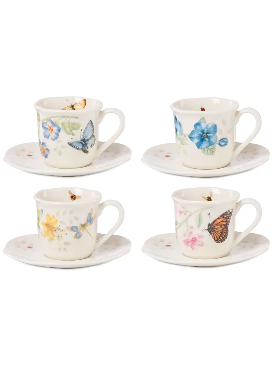 Набор для эспрессо «Butterfly Meadow» (чашка и блюдце), на 4 персоны Lenox — изображение 1 из 3, мульти