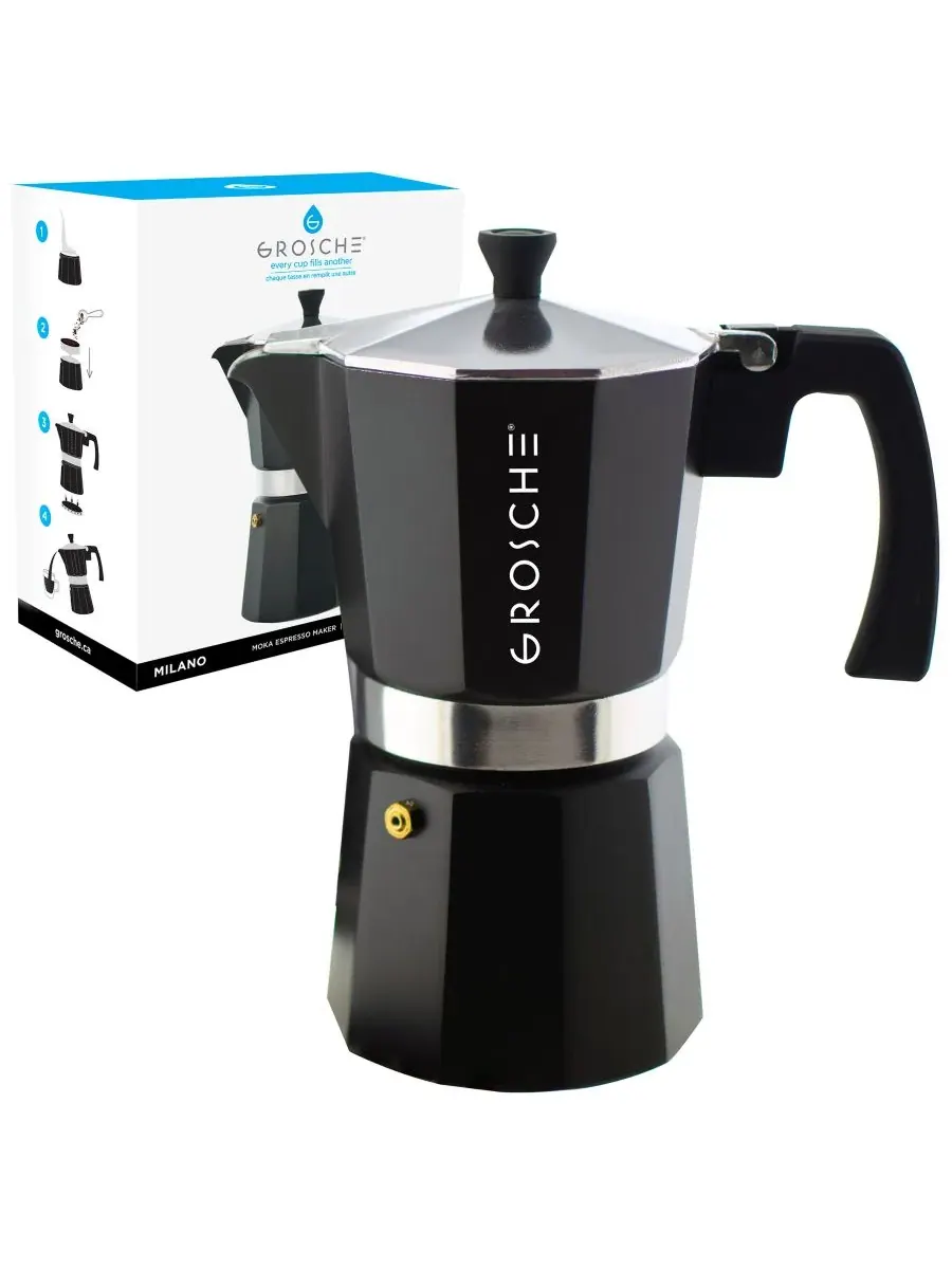 Кофеварка Milano Moka для приготовления эспрессо на плите, вместимость 12 чашек (795 мл) Grosche