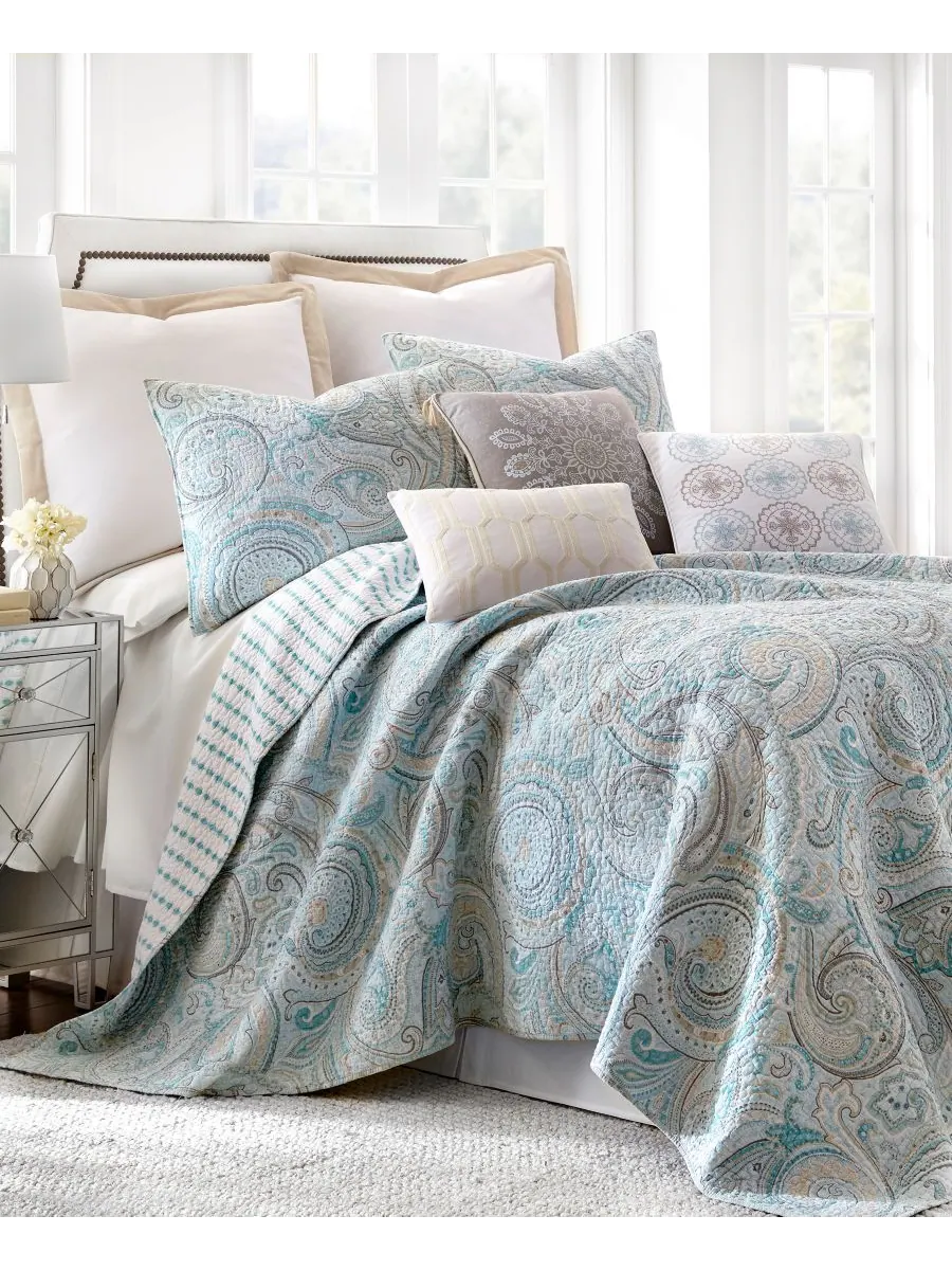 Двустороннее одеяло Spruce Paisley, 2 предмета, размер Twin Levtex — изображение 1 из 2, бирюзовый