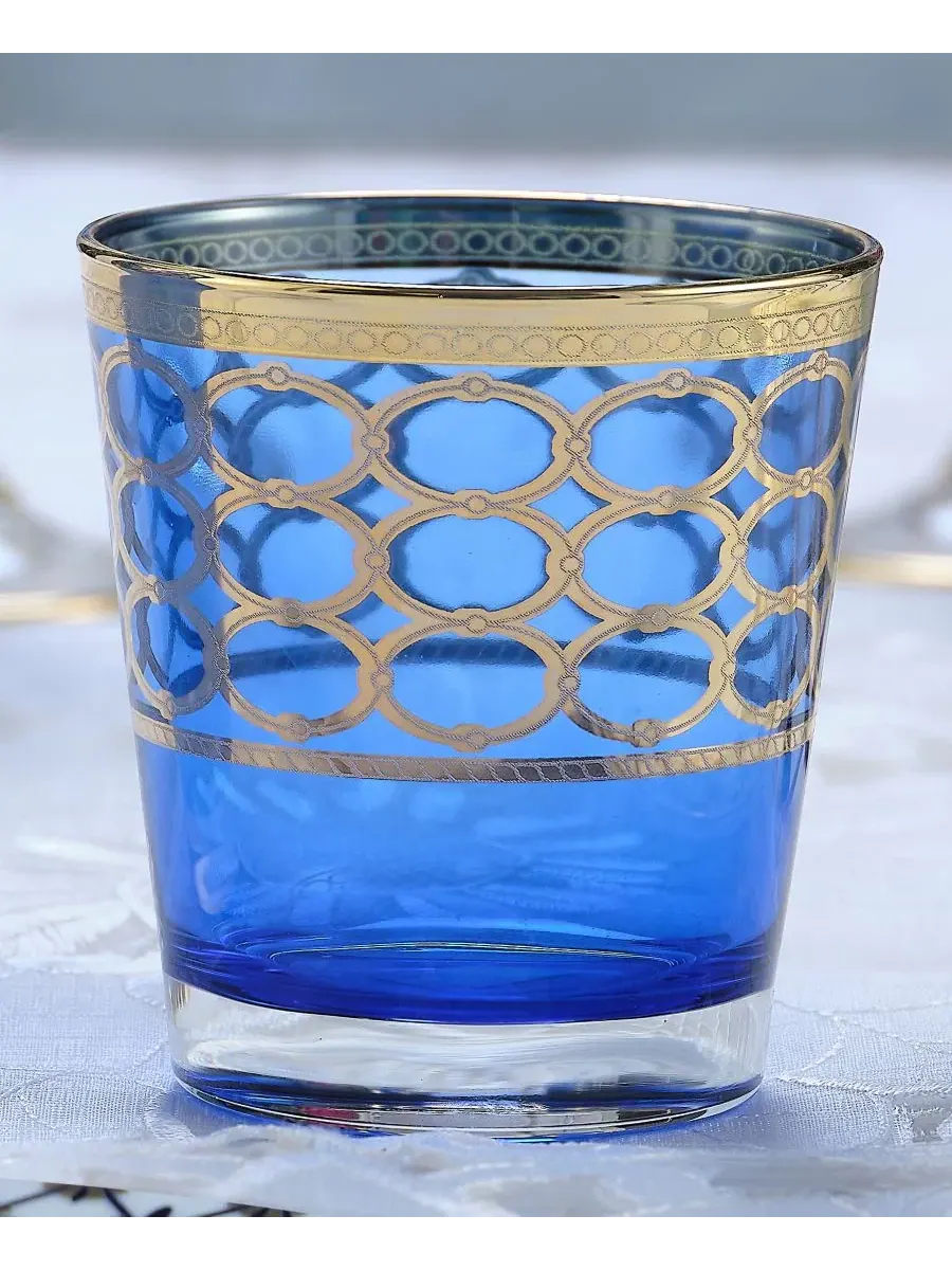 Набор из 4 стаканов Old Fashioned с золотыми кольцами — изображение 5 из 5, синий