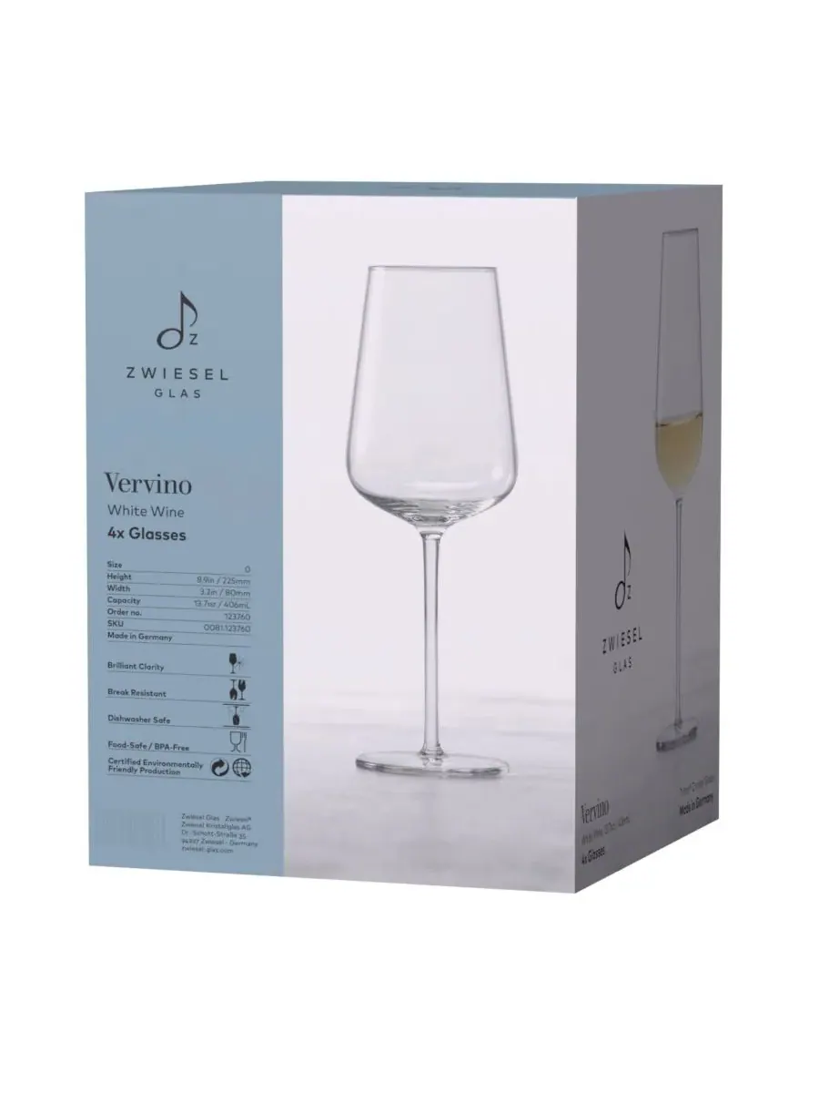 Набор из 4 бокалов для вина Вервино Совиньон Блан Zwiesel Glas — изображение 8 из 10, прозрачный