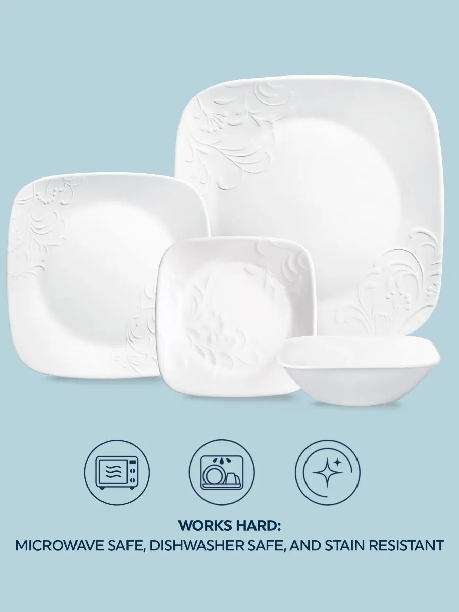 Набор посуды Cherish Square из 16 предметов, на 4 персоны Corelle — изображение 4 из 7, белый