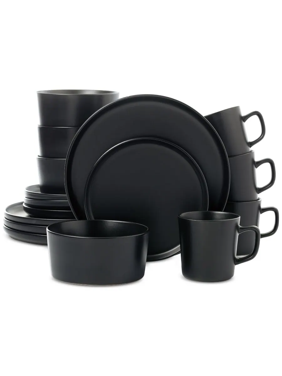 Lorren Home Trends Черный столовый сервиз из 16 предметов, на 4 персоны