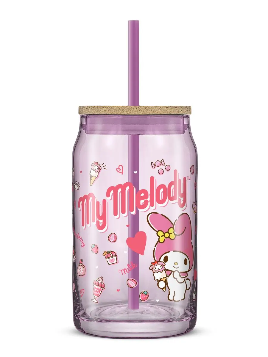 Стакан в форме банки с изображением любимого вкуса Hello Kitty и ее друзей - My Melody, с — изображение 1 из 9, мульти