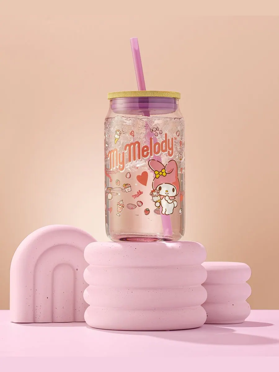 Стакан в форме банки с изображением любимого вкуса Hello Kitty и ее друзей - My Melody, с — изображение 3 из 9, мульти