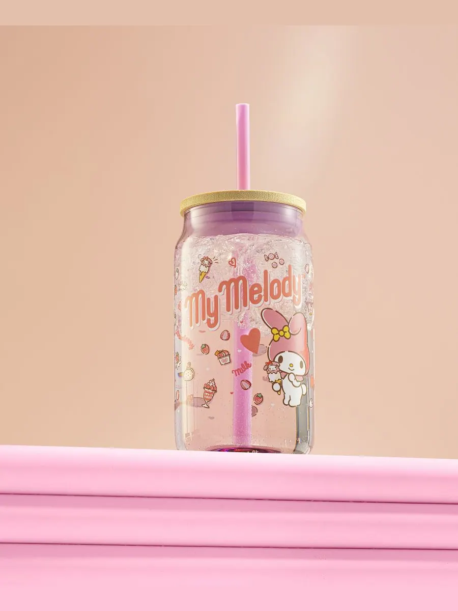 Стакан в форме банки с изображением любимого вкуса Hello Kitty и ее друзей - My Melody, с — изображение 5 из 9, мульти