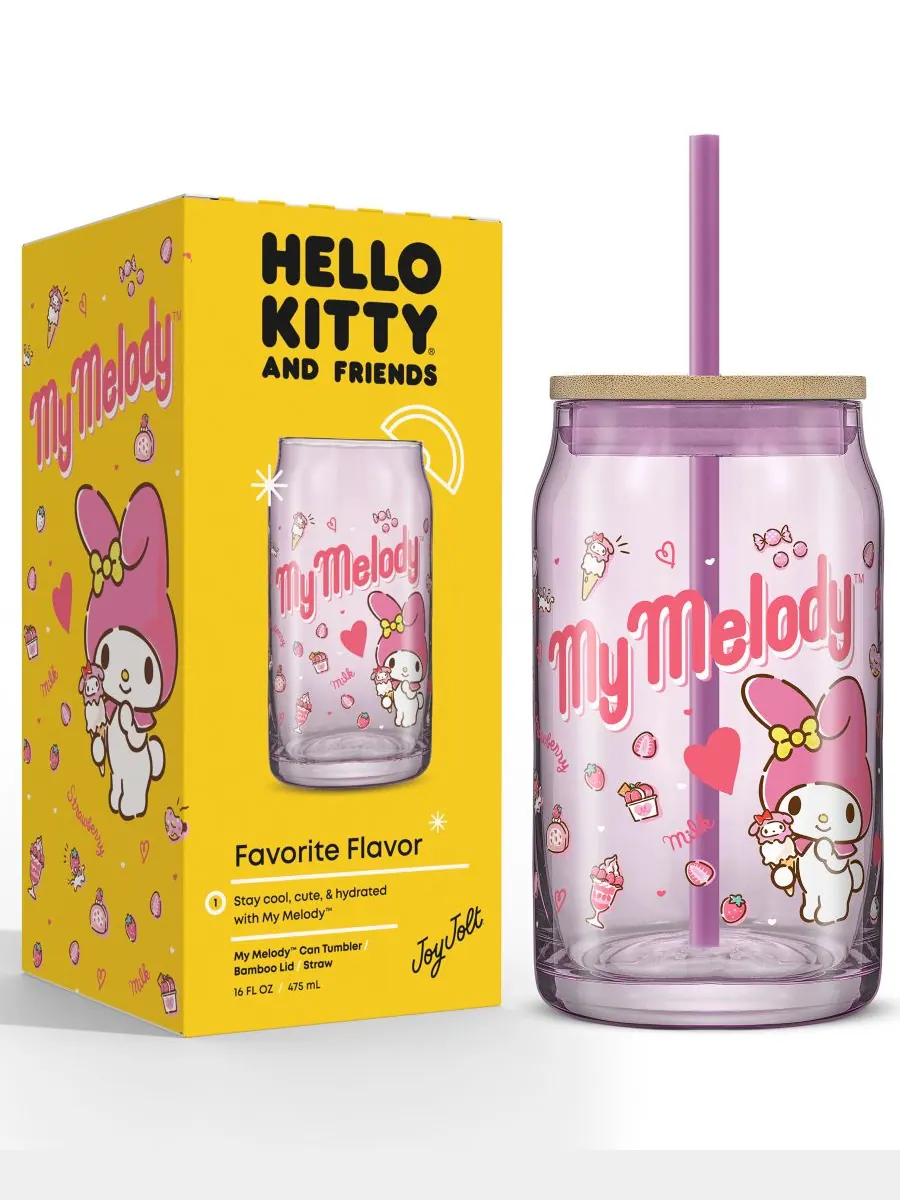 Стакан в форме банки с изображением любимого вкуса Hello Kitty и ее друзей - My Melody, с — изображение 6 из 9, мульти