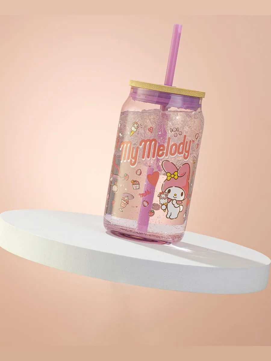Стакан в форме банки с изображением любимого вкуса Hello Kitty и ее друзей - My Melody, с — изображение 8 из 9, мульти