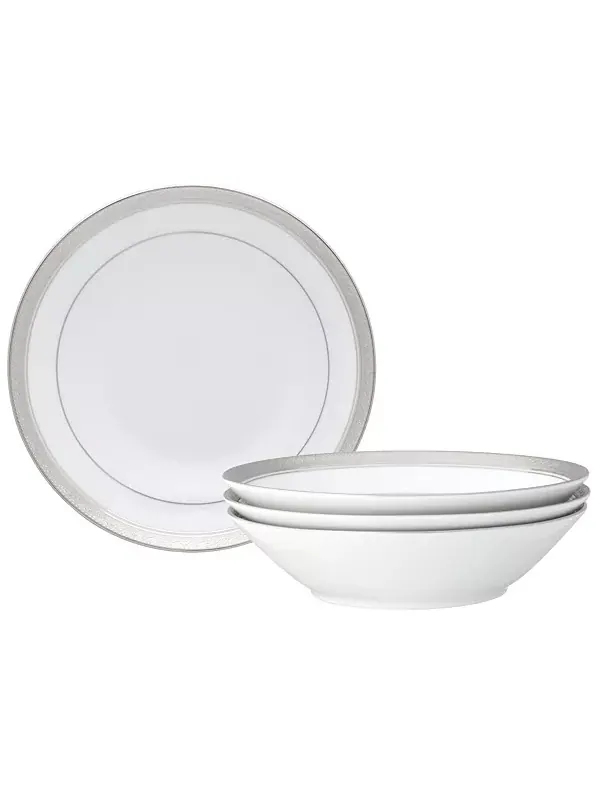 Набор из 4 суповых мисок Crestwood Platinum, сервиз на 4 персоны Noritake — изображение 1 из 4, белый