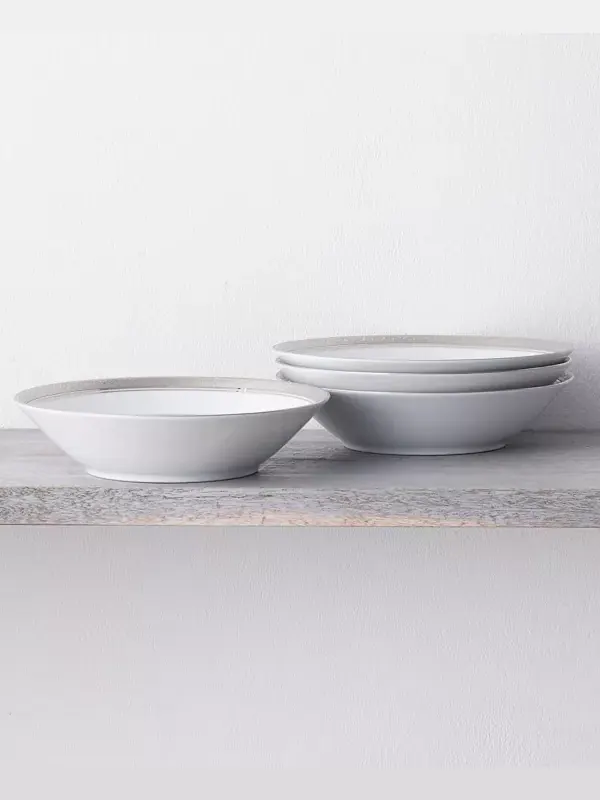Набор из 4 суповых мисок Crestwood Platinum, сервиз на 4 персоны Noritake — изображение 2 из 4, белый