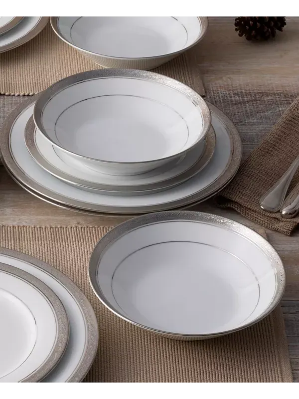 Набор из 4 суповых мисок Crestwood Platinum, сервиз на 4 персоны Noritake — изображение 4 из 4, белый