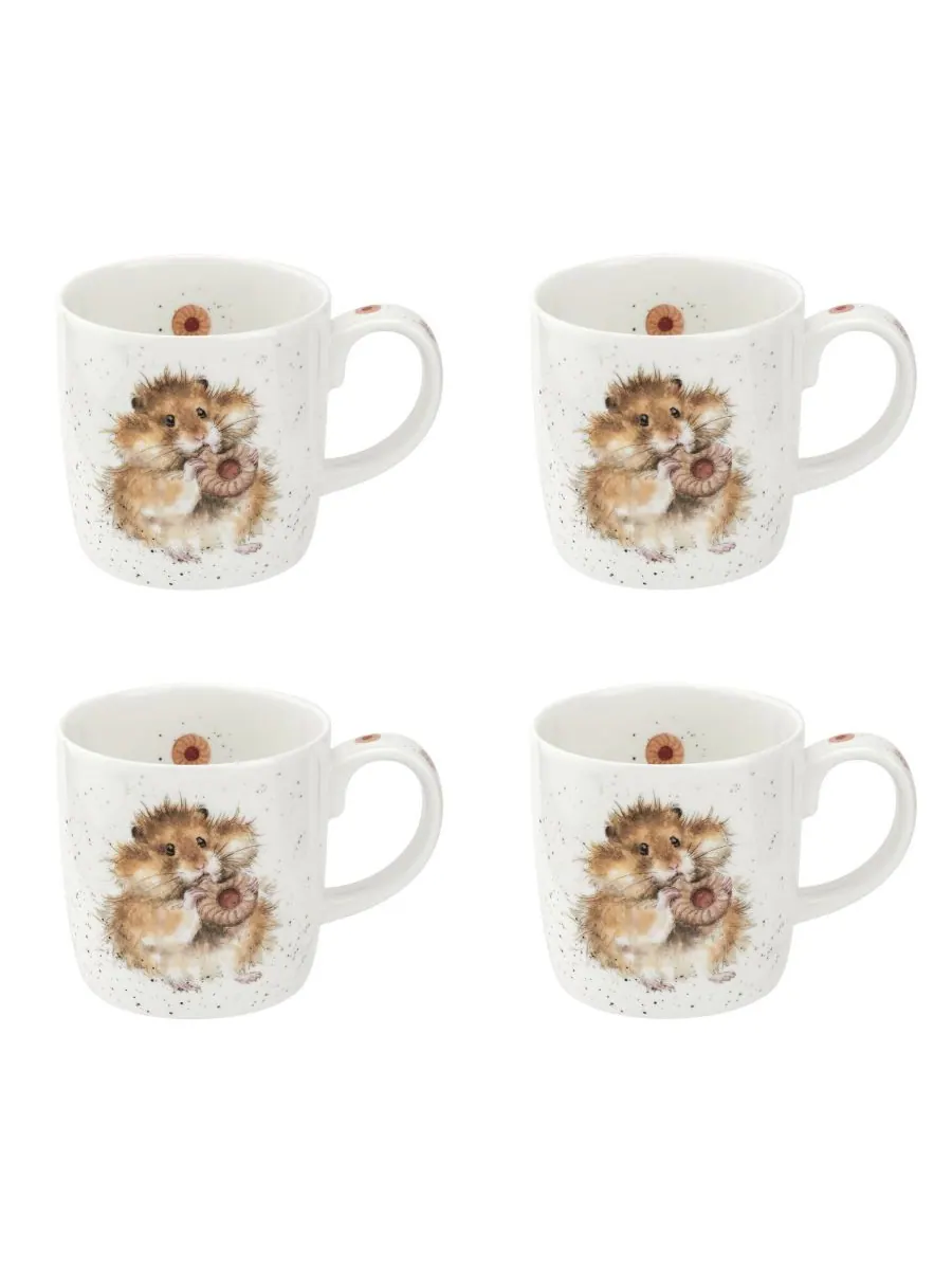 Набор из 4 кружек Royal Worcester "Диета начинается завтра" Wrendale Designs — изображение 2 из 3, белый