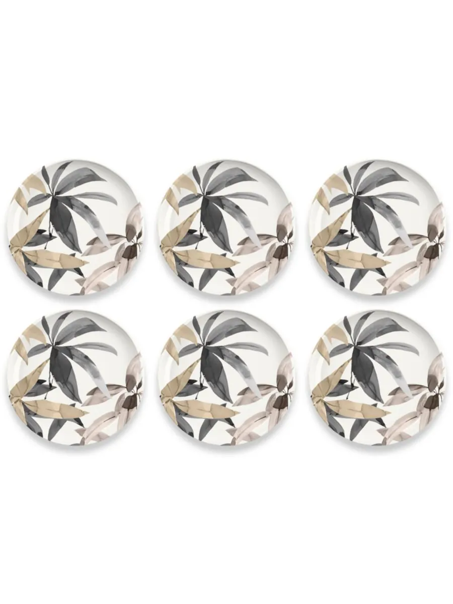 Набор из 6 салатных тарелок Bali Leaves Salad Plates Merge Abode Homewares — изображение 1 из 3, коричневый
