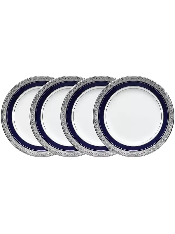 Набор из 4 тарелок для хлеба, масла и закусок Crestwood Cobalt Platinum, на 4 персоны Noritake — изображение 1 из 1, синий