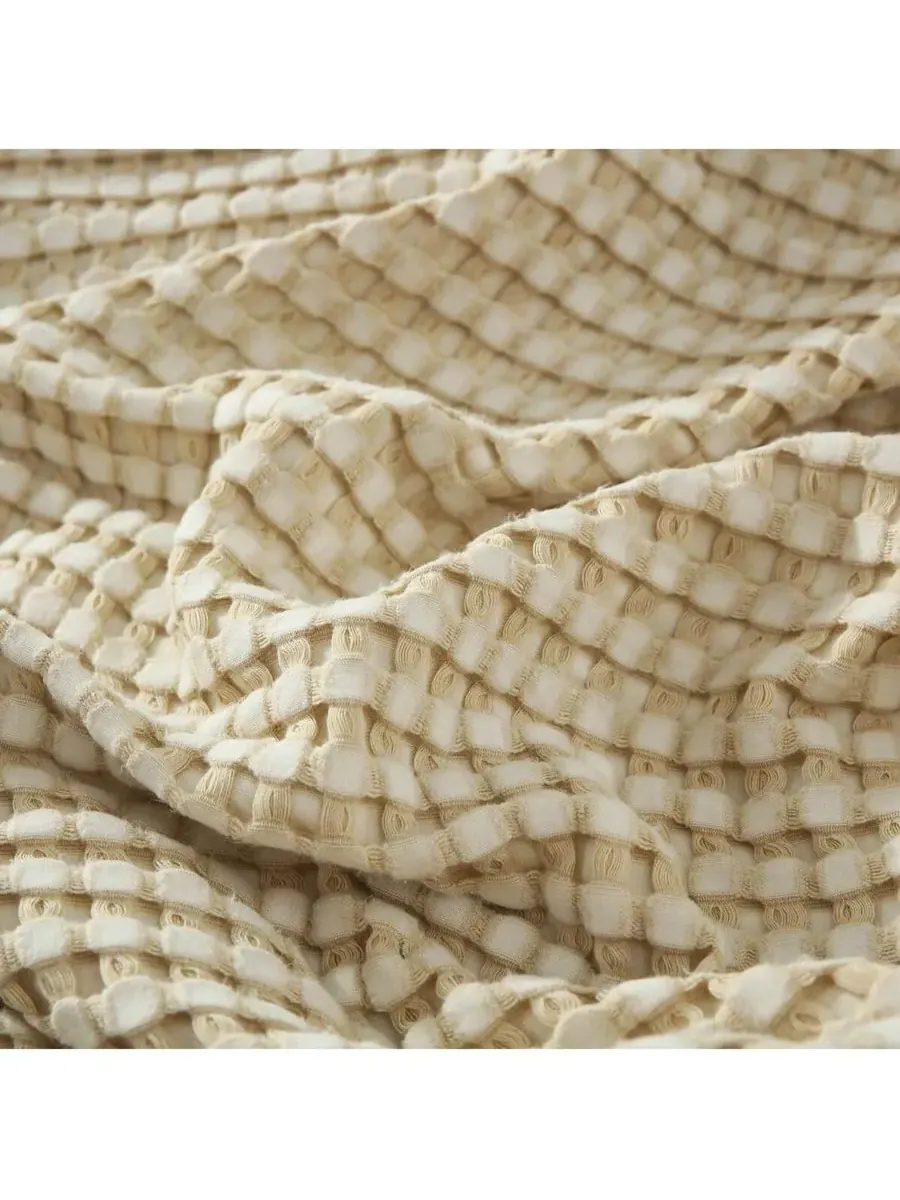 Уютное бамбуковое вафельное одеяло, размер Full/Queen Egyptian Linens — изображение 3 из 3, бежевый