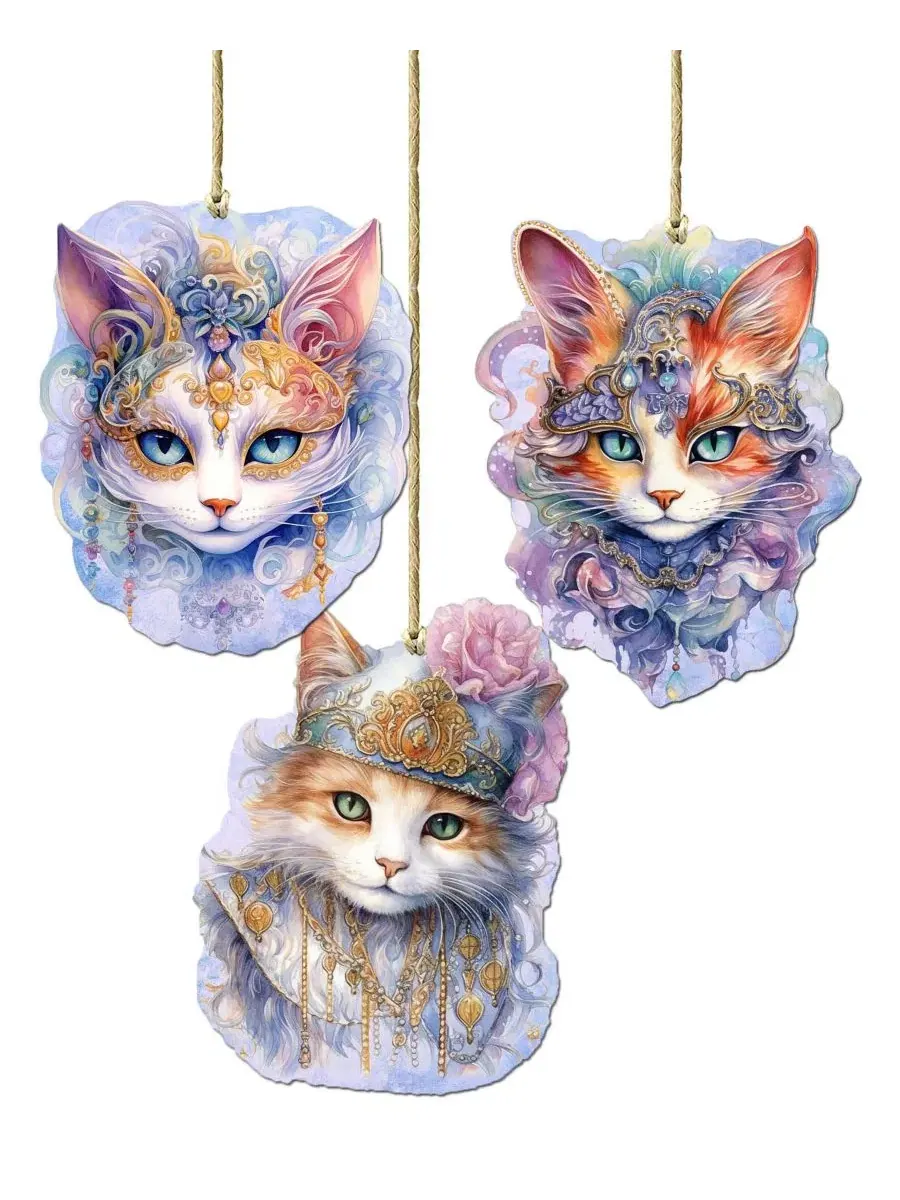 Набор елочных украшений Beautiful Cats Holiday Ornaments Designocracy