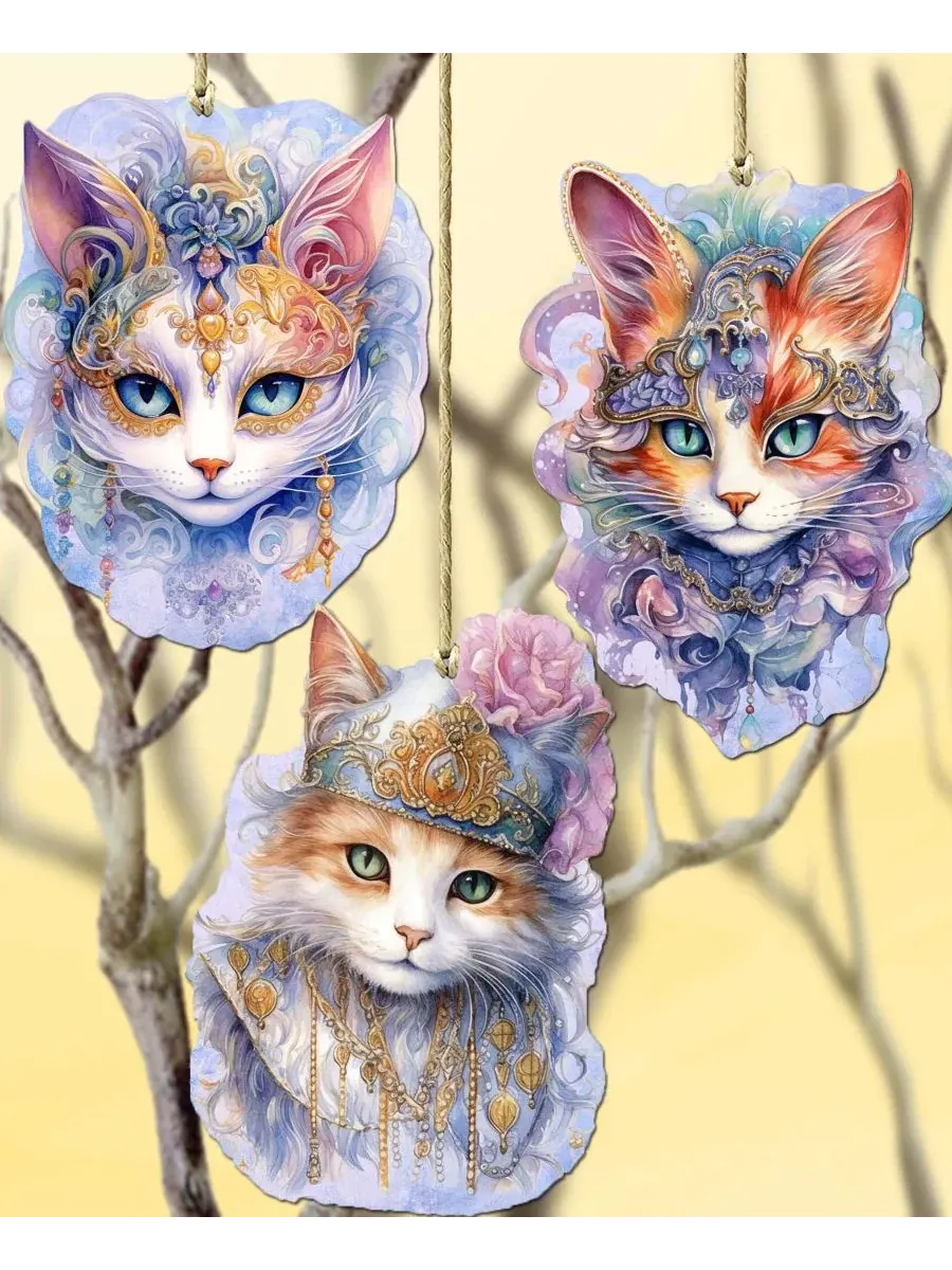 Набор елочных украшений Beautiful Cats Holiday Ornaments Designocracy — изображение 2 из 8, мульти