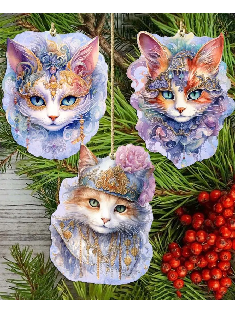 Набор елочных украшений Beautiful Cats Holiday Ornaments Designocracy — изображение 3 из 8, мульти