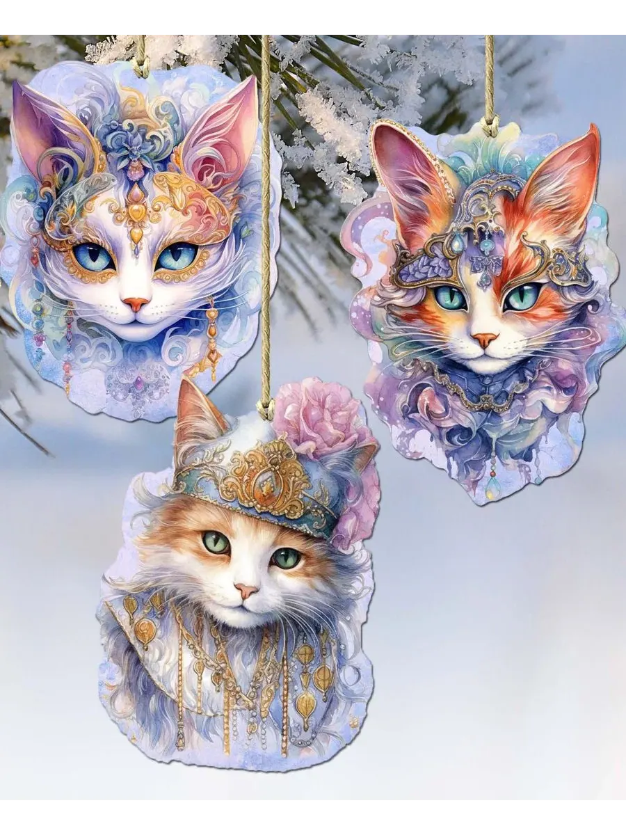 Набор елочных украшений Beautiful Cats Holiday Ornaments Designocracy — изображение 8 из 8, мульти