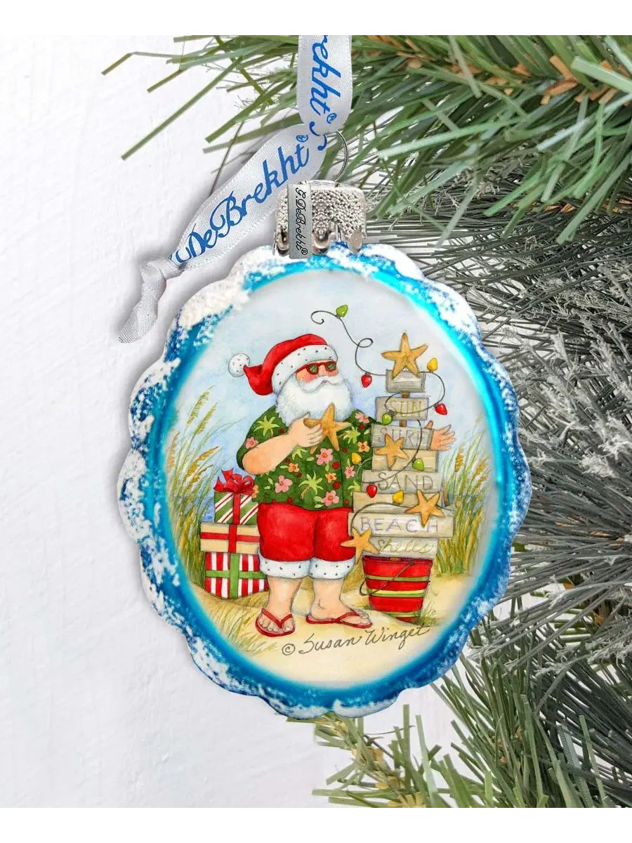 Елочная игрушка из стекла с рождественской елкой, Santa with Christmas Tree Designocracy — изображение 2 из 6, мульти