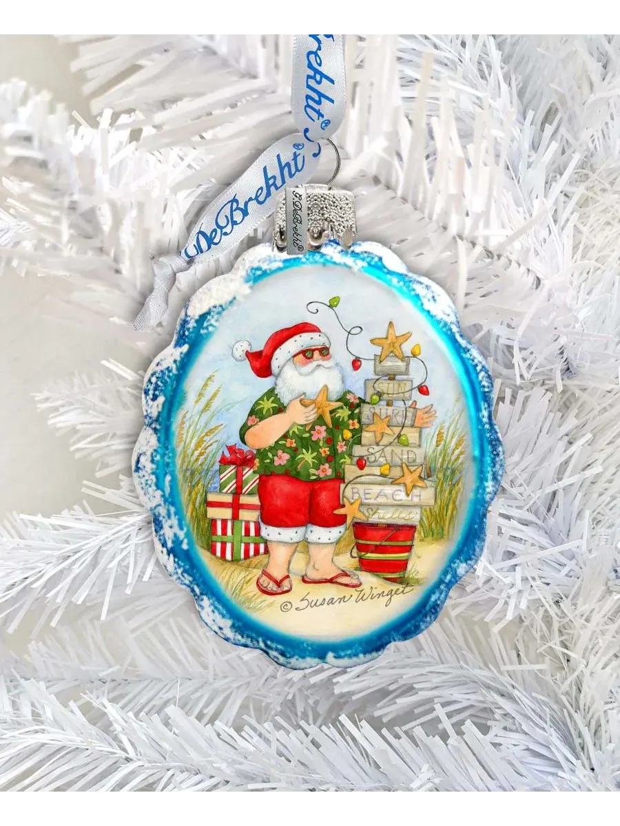Елочная игрушка из стекла с рождественской елкой, Santa with Christmas Tree Designocracy — изображение 3 из 6, мульти