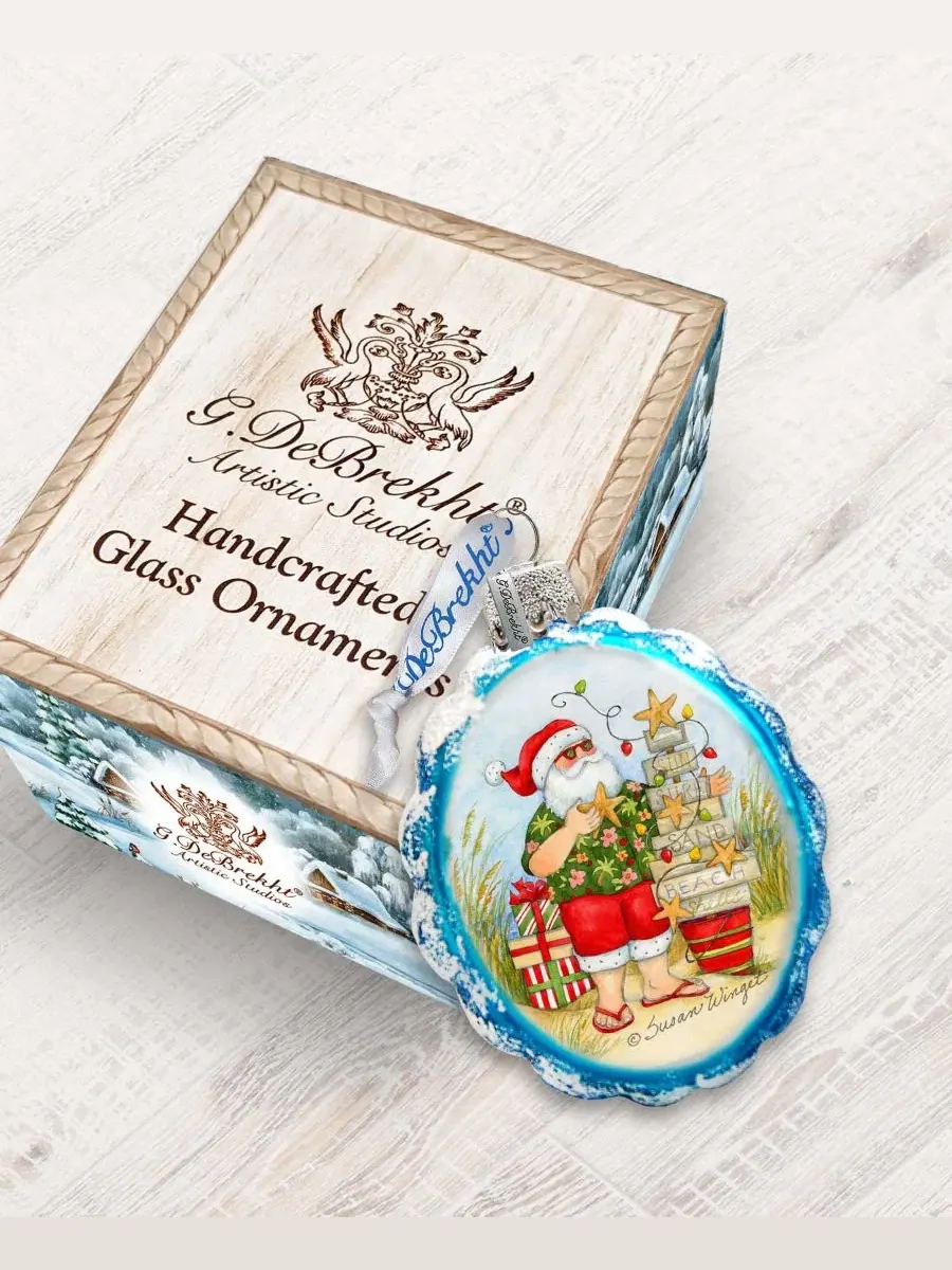 Елочная игрушка из стекла с рождественской елкой, Santa with Christmas Tree Designocracy — изображение 4 из 6, мульти