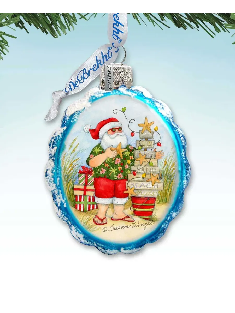 Елочная игрушка из стекла с рождественской елкой, Santa with Christmas Tree Designocracy — изображение 5 из 6, мульти