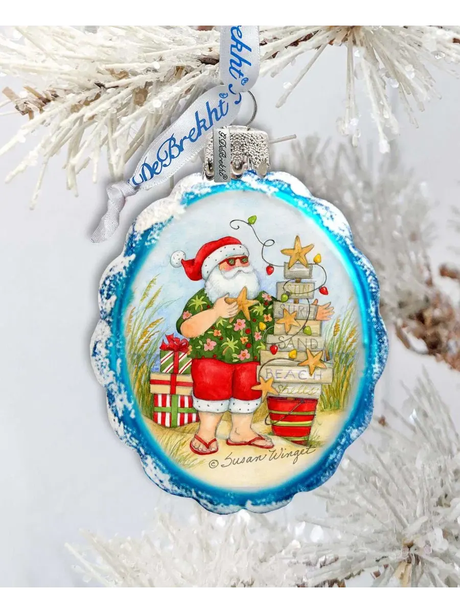 Елочная игрушка из стекла с рождественской елкой, Santa with Christmas Tree Designocracy — изображение 6 из 6, мульти