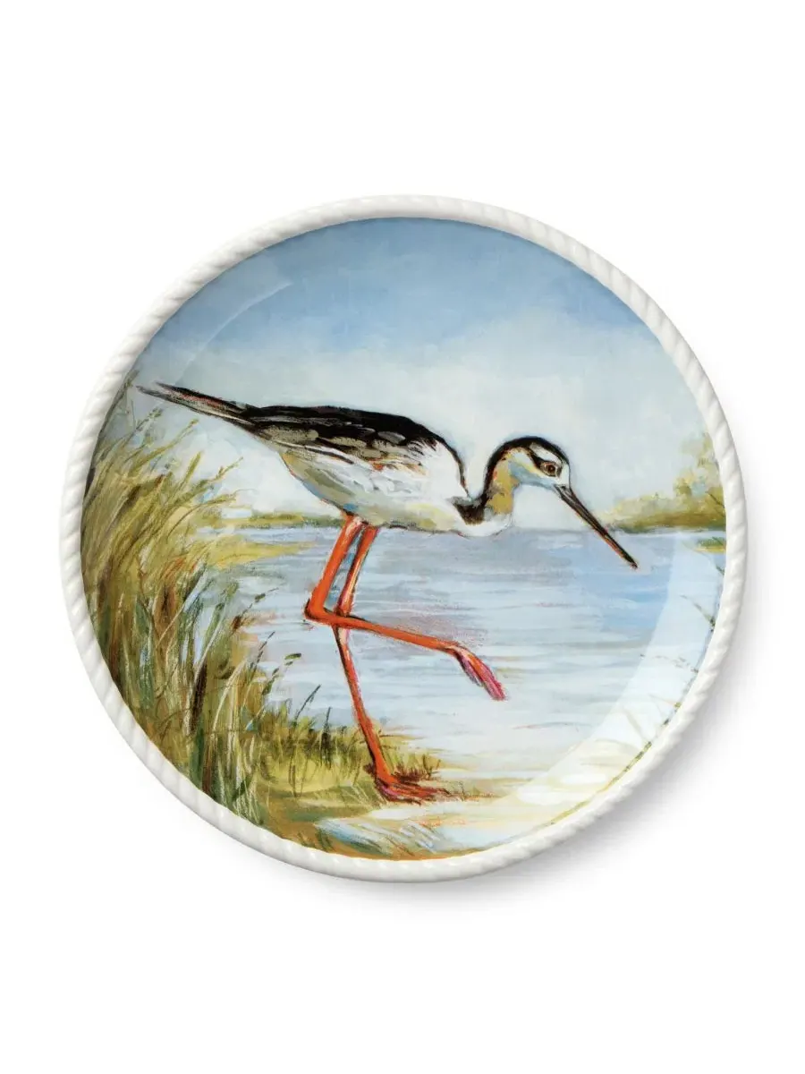 Набор из 4 обеденных тарелок с принтом птиц, Coastal Birds Certified International — изображение 2 из 6, мульти