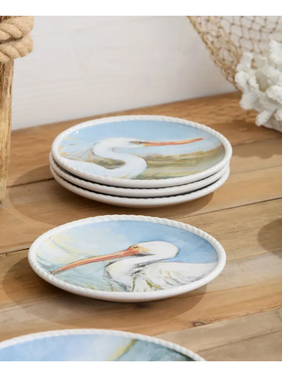 Набор из 4 обеденных тарелок с принтом птиц, Coastal Birds Certified International — изображение 6 из 6, мульти