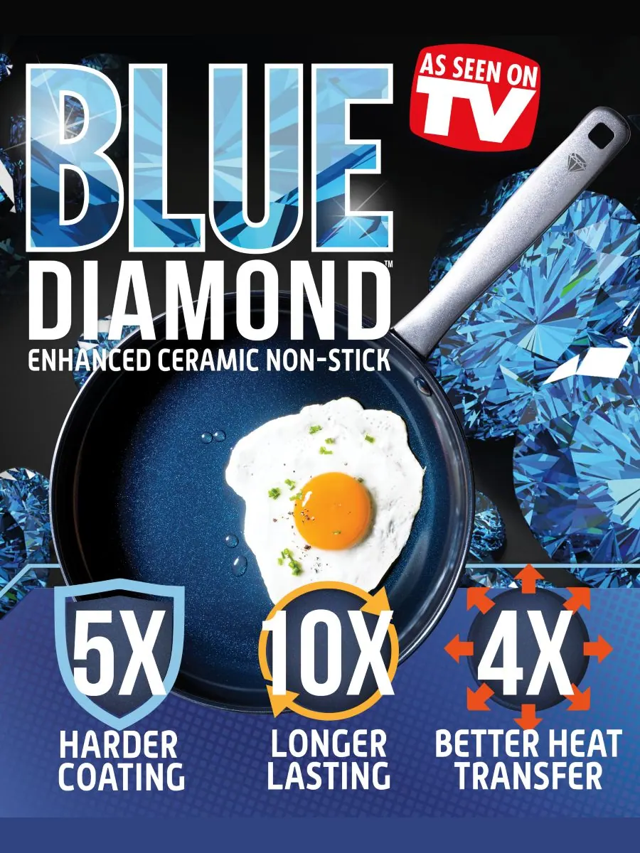 Открытая сковорода 12 дюймов Blue Diamond — изображение 2 из 5, синий
