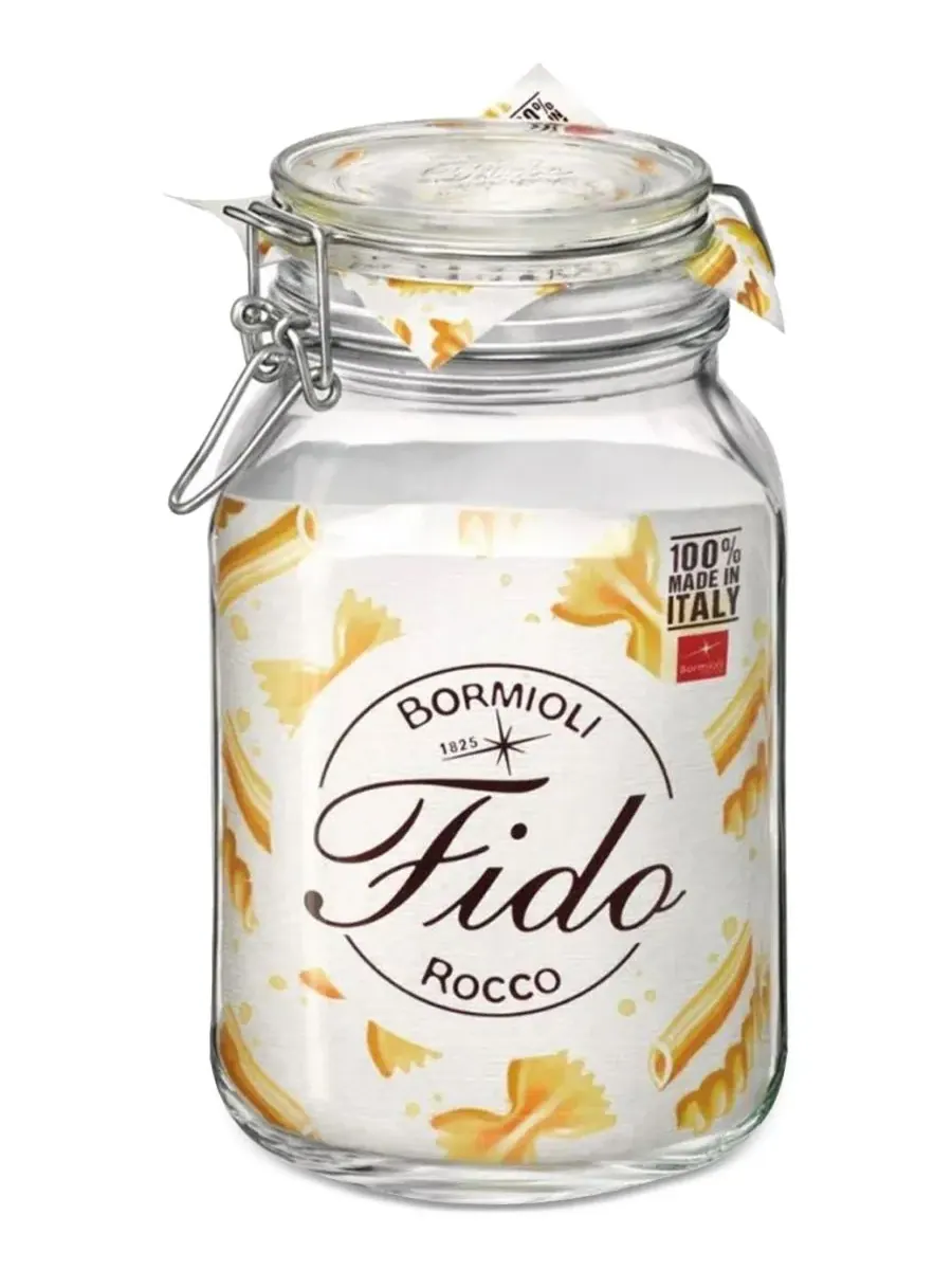 Набор из 6 стеклянных банок Fido объемом 2 л (1,9 л) Bormioli Rocco — изображение 2 из 3, прозрачный